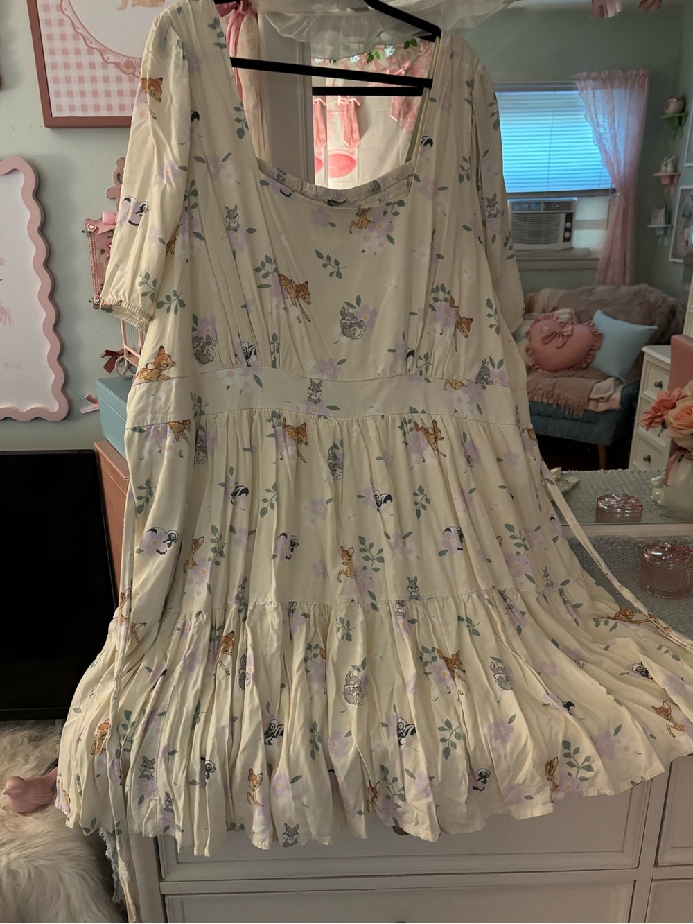 Bambi Print light Butter yellow Dress
